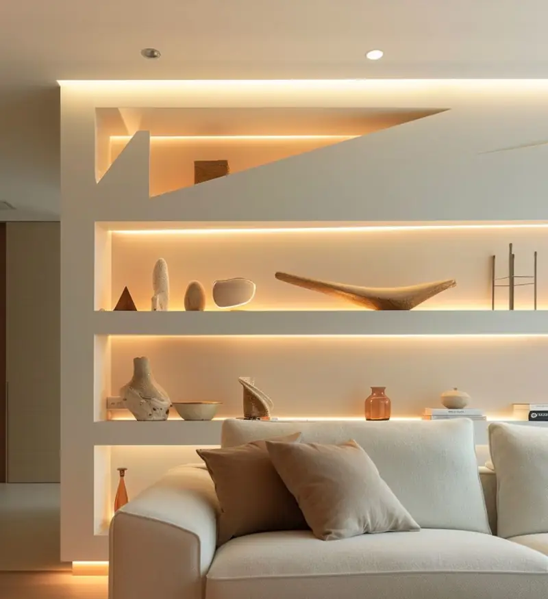 estanteria de pladur con leds